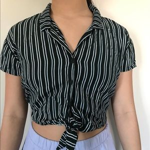 Stripped button up crop top